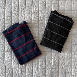 UNIQLO Two Striped Navy & Red and Black & Gray Boatneck Long sleeve Top